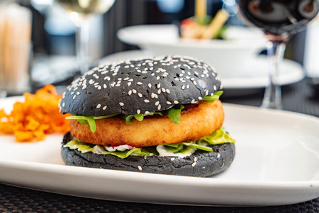 burger in the cafeの写真素材