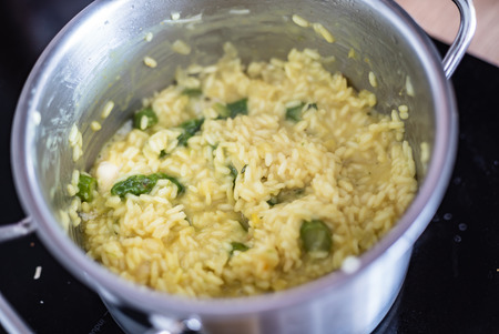 chef making risottoの写真素材