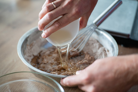 chef making cakeの写真素材