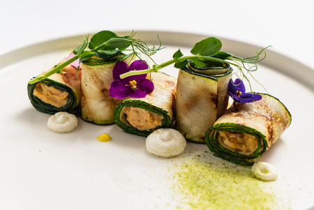 stuffed zucchini rollsの写真素材