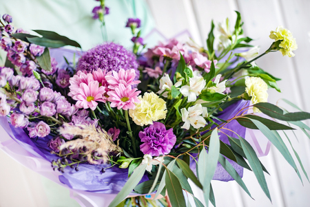 nice bouquet in the handsの写真素材