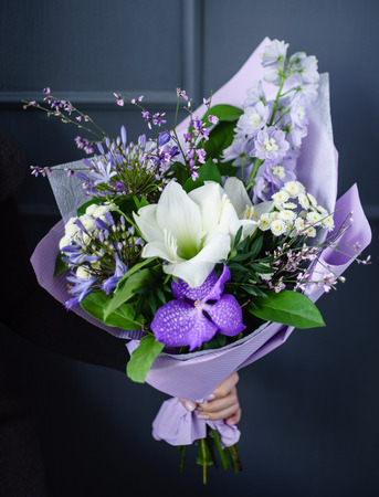 nice bouquet in the handsの写真素材