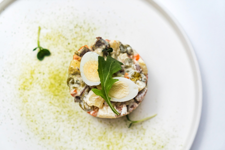 Russian salad with eggの写真素材
