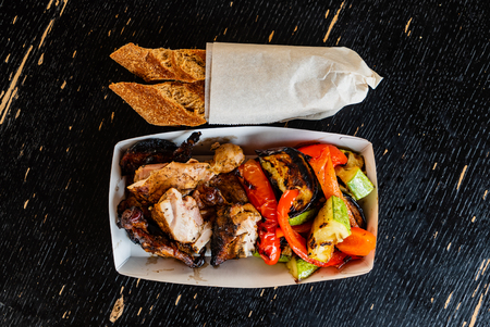 grilled meat with vegetablesの写真素材