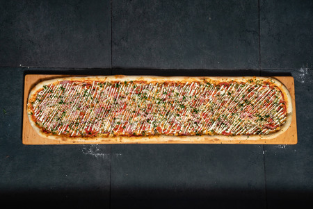 tasty pizza on tableの写真素材