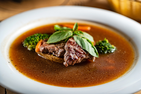 winter soup with beefの写真素材