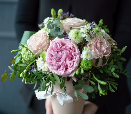 nice bouquet in the handsの写真素材