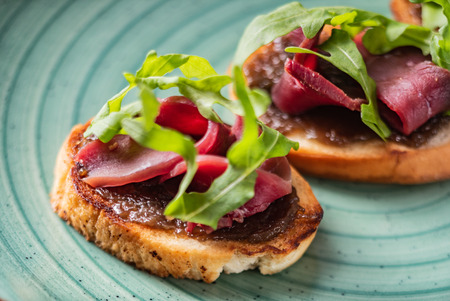 Christmas canape with duckの写真素材