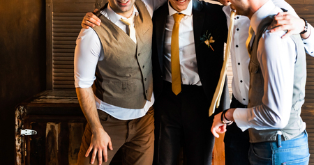 Group of handsome elegant young menの写真素材