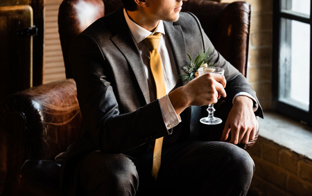 elegant groom indoorの写真素材