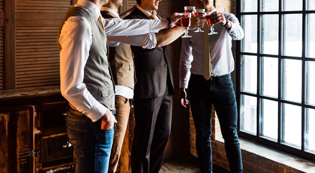 Group of handsome elegant young menの写真素材