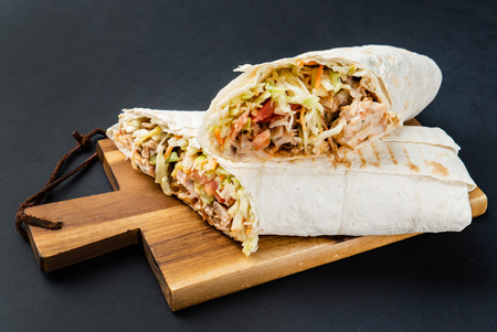 tortilla wrap with chickenの写真素材