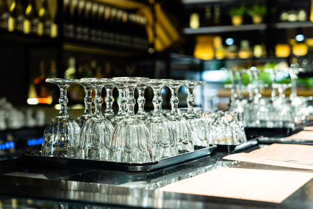 glasses in the cafeの写真素材