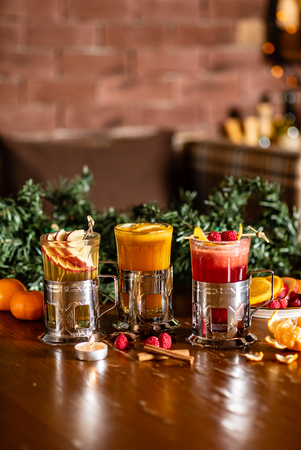 winter drinks with berriesの写真素材