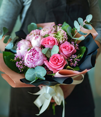 nice bouquet in the handsの写真素材