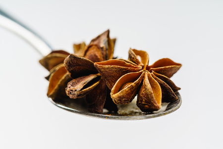 Star anise on the spoonの写真素材