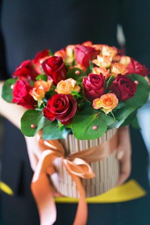 nice bouquet in the handsの写真素材