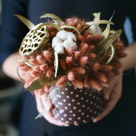 nice bouquet in the handsの写真素材