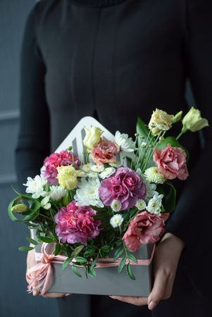 nice bouquet in the handsの写真素材