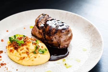 steak with pureeの写真素材