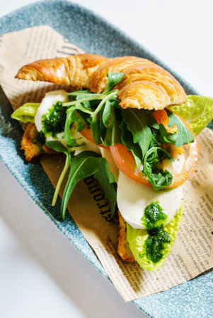 French breakfast with saladの写真素材