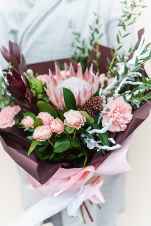 Nice bouquet in the handsの写真素材