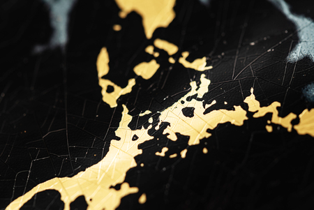 Golden and black crackle textureの写真素材