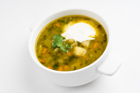 Vegetable soup with sour creamの写真素材