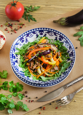 Grilled vegetables with sauce and spiceの写真素材