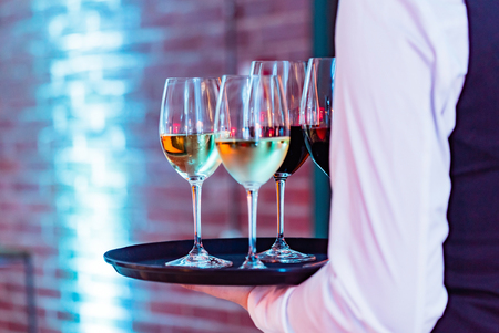 catering drinks on the trayの写真素材