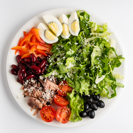 Buddha Bowl with tuna, egg and vegetablesの写真素材