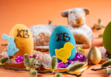Easter pastry with decorationの写真素材