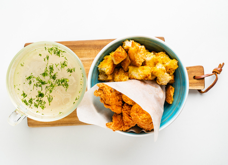 chicken nuggets and wings and chicken brothの写真素材