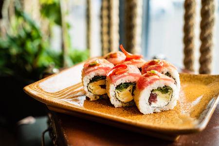 sushi with tuna and avocadoの写真素材
