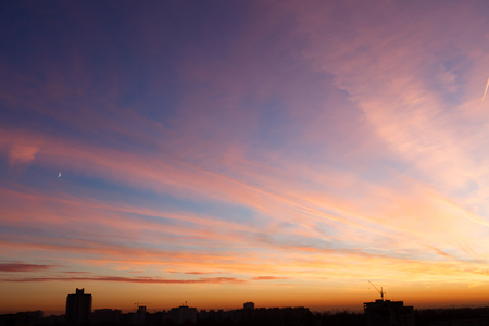 Sunset over cityの写真素材