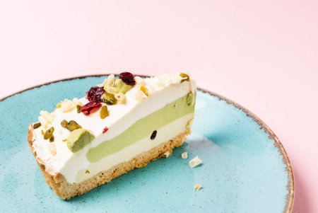 vegan cake with matcha and pistachio