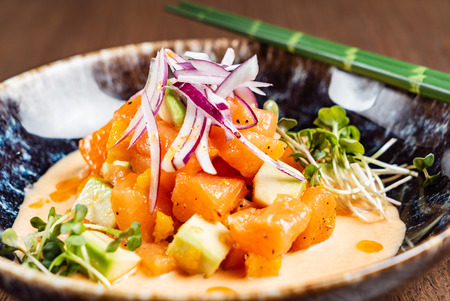 seafood ceviche on the iceの写真素材