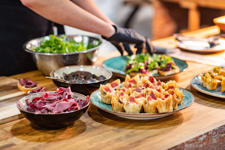 catering food in the restaurantの写真素材