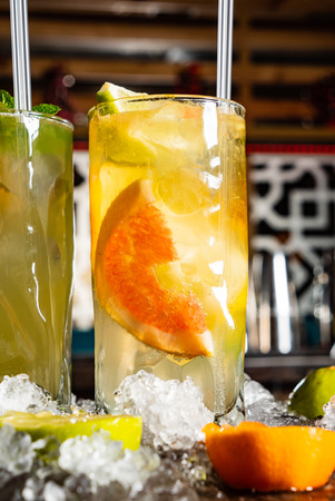 summer lemonades in the glassesの写真素材