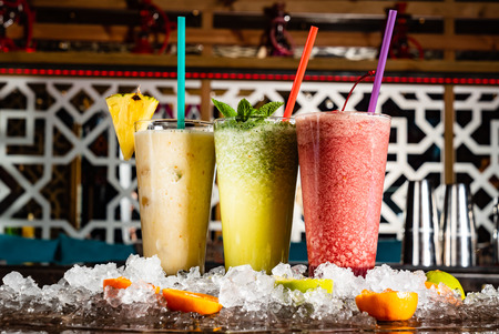 summer lemonades in the glassesの写真素材