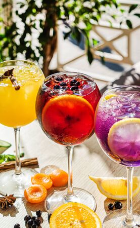 Summer cocktails on the tableの写真素材