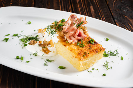 Potato babka is a savoury dish, popular especially in Belarus and Polandの写真素材