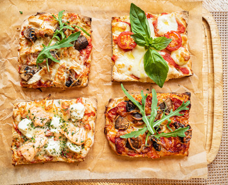 slice of italian pizza in the pizzeria