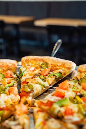 tasty italian pizza with vegetablesの写真素材