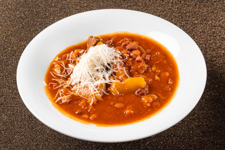 Winter soup with beef and beans