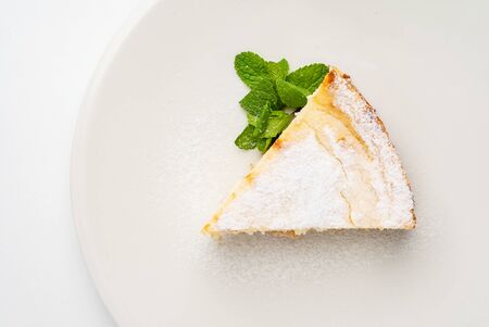 cheesecake with mintの写真素材