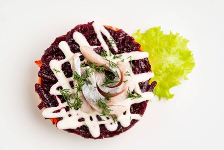 beetroot salad with herringの写真素材