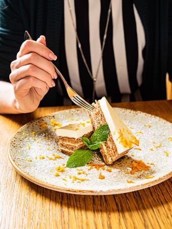 carrot cake  with cream cheeseの写真素材