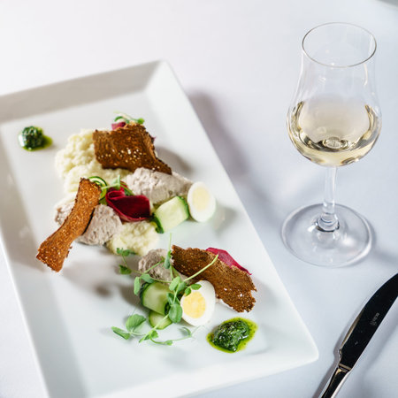 gourmet salad in the restaurant