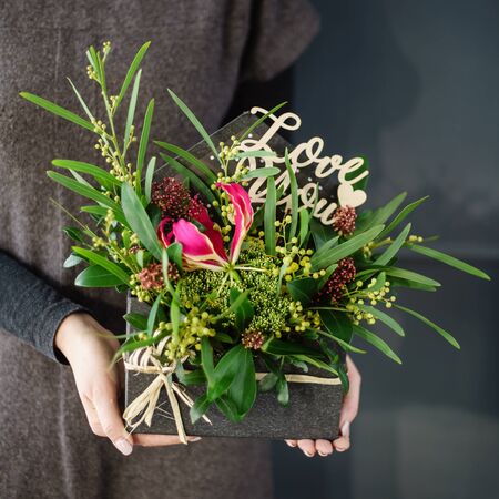 nice bouquet in the handsの写真素材